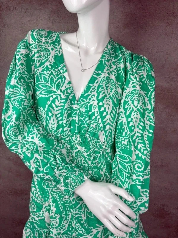 🌸 Green patterned linen and cotton dress ZARA Size 40/L 🌸 – photo 2